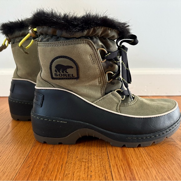 Sorel Shoes - Sorel Olive and Black Faux Fur Winter Boots